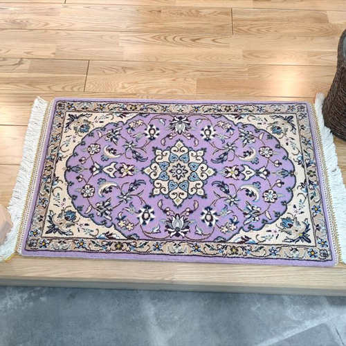 ペルシャ絨毯 ナイン産 ウール 63x91cm 手織りラグ