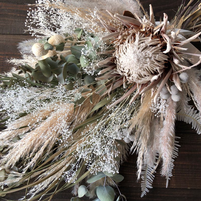 星月猫☆「バンクシアとパンパスグラスのとても大きなスワッグ」ドライ