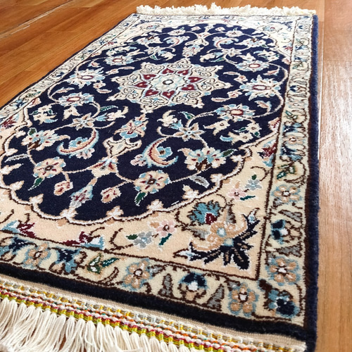 ビンテージ　ぺルシア手織り絨毯　ナイン産 ペルシャ絨毯 ナイン産 ノーラ 玄関マット 98x60cm 手織り絨毯 PS8224