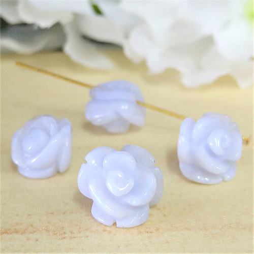 10mm 1個 薔薇型（バラ）彫刻 天然石 セラフィナイト・ブルーレース