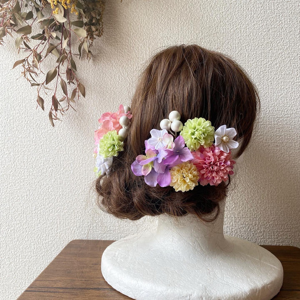 つまみ細工と造花の髪飾りセット【6】 3枚目の画像