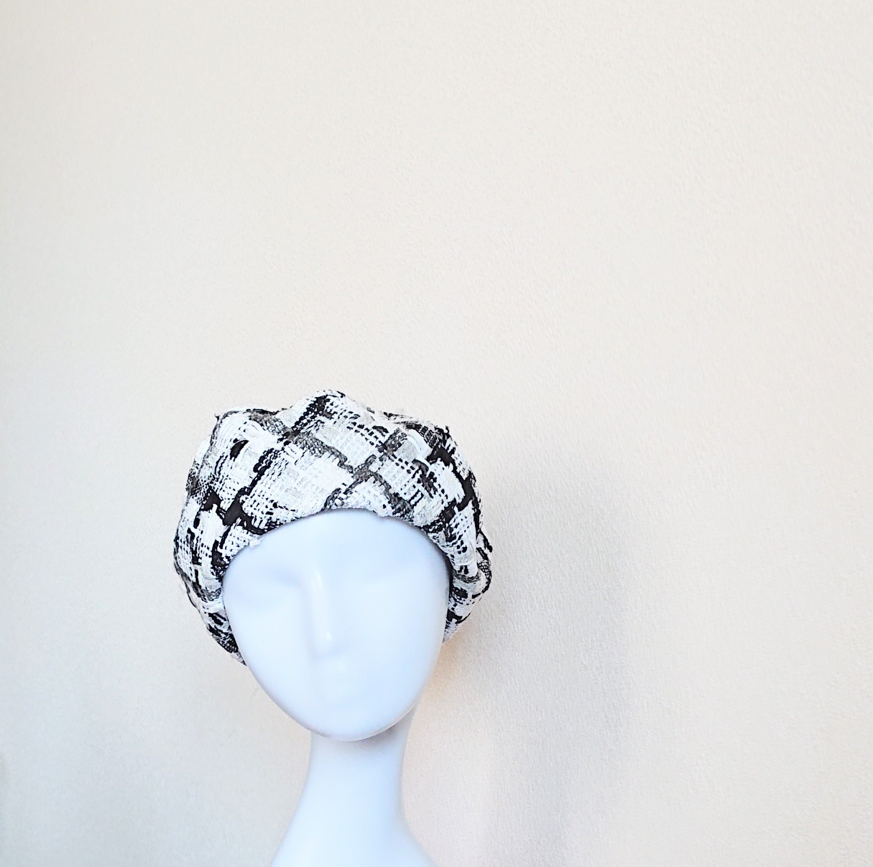 ファンシーツイードのベレー帽□帽子