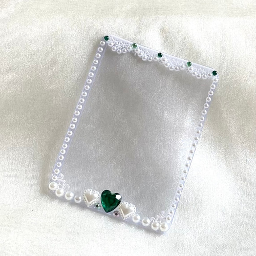 デコ硬質ケース デコトレカケース レース パール グリーン 緑 トレカ