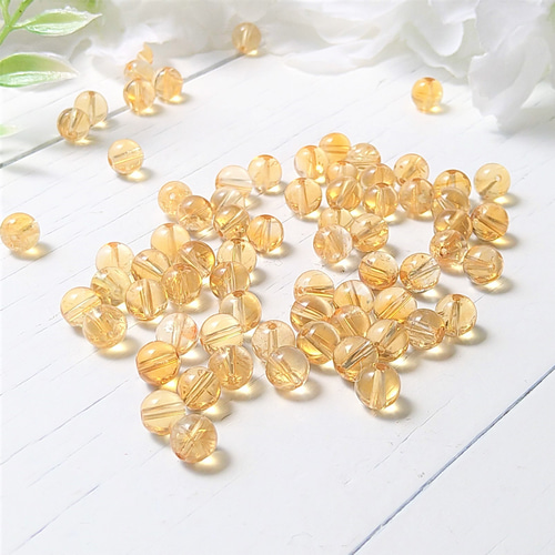 6～10mm 高品質 シトリン 天然石 丸玉 ラウンド 【大きさ選択