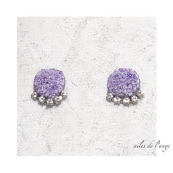 no.852 - beads ＊ rhinestone round pierce 2枚目の画像