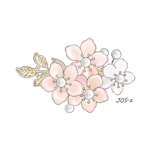 スエード×スワロフスキー　さくら色　　くすみカラー　お花のバナナクリップ 桜（さくら） ヘアクリップ・バナナクリップ の人気通販｜Creema
