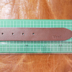 一枚革のベルト（ヌメ革・ダブルショルダー・茶色・幅35ミリ）受注生産品（最長100cmまで） 8枚目の画像