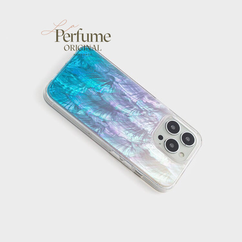 天然シェル♡キラキラ ライトブルー 青 貝 オリジナルiPhoneケース 海 夏 キラキラ天然シェル✨ライトブルー系 ナチュラルグラデーション