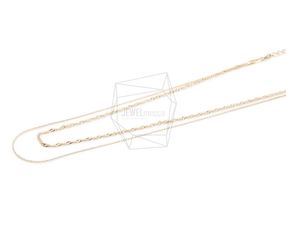 CHN-057-G【1個入り】ダブルネックレスチェーン,Two Chains necklace 1枚目の画像