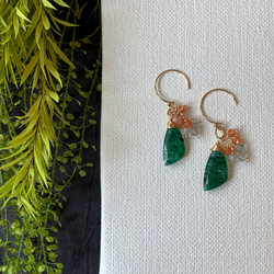 14kgf * 稀有 ✳︎ Aventurine Shining Green Aventurine Earrings / Ear 第3張的照片