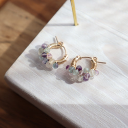 ｛｛ピアス/イヤリング｝14kgf /petit berries hoops フローライト 5枚目の画像