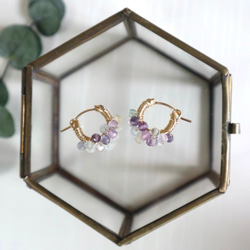 ｛｛ピアス/イヤリング｝14kgf /petit berries hoops フローライト 8枚目の画像