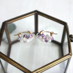 ｛｛ピアス/イヤリング｝14kgf /petit berries hoops フローライト 7枚目の画像