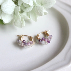 ｛｛ピアス/イヤリング｝14kgf /petit berries hoops フローライト 12枚目の画像