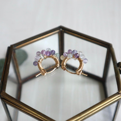 ｛｛ピアス/イヤリング｝14kgf /petit berries hoops フローライト 13枚目の画像