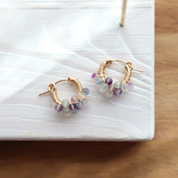 ｛｛ピアス/イヤリング｝14kgf /petit berries hoops フローライト 4枚目の画像