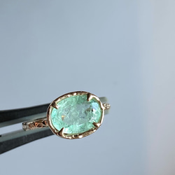 フラワーカービンググリーントルマリンリング／k10 指輪・リング