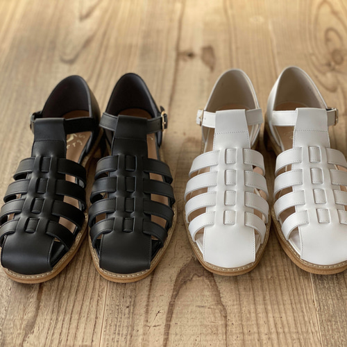 グルカサンダル 白スムース&黒スムース サンダル SHOESbakery グルカサンダル 白スムース&黒スムース サンダル SHOESbakery