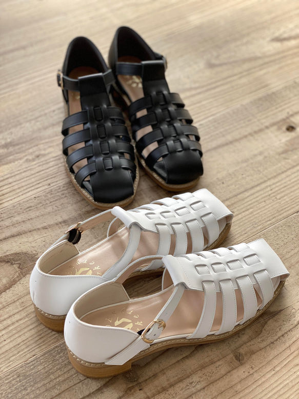 グルカサンダル　白スムース＆黒スムース 15枚目の画像