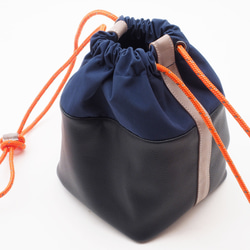 ＜SALE即納＞kintyakubag(bleu&navy)/13.2×22.0×13.2/巾着/K005 4枚目の画像