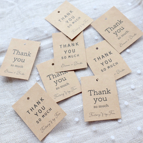名入れ】クラフト紙のサンキュータグ Thank you so much プチギフト