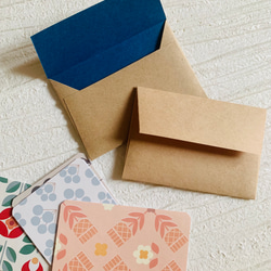 レトロデザイン　ミニメッセージカード&封筒　5色セット　バースデーカード等にも 7枚目の画像