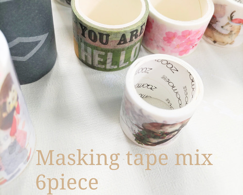 ☆6個入 (太め)いっぱいmix マスキングテープ/海外 マスキング