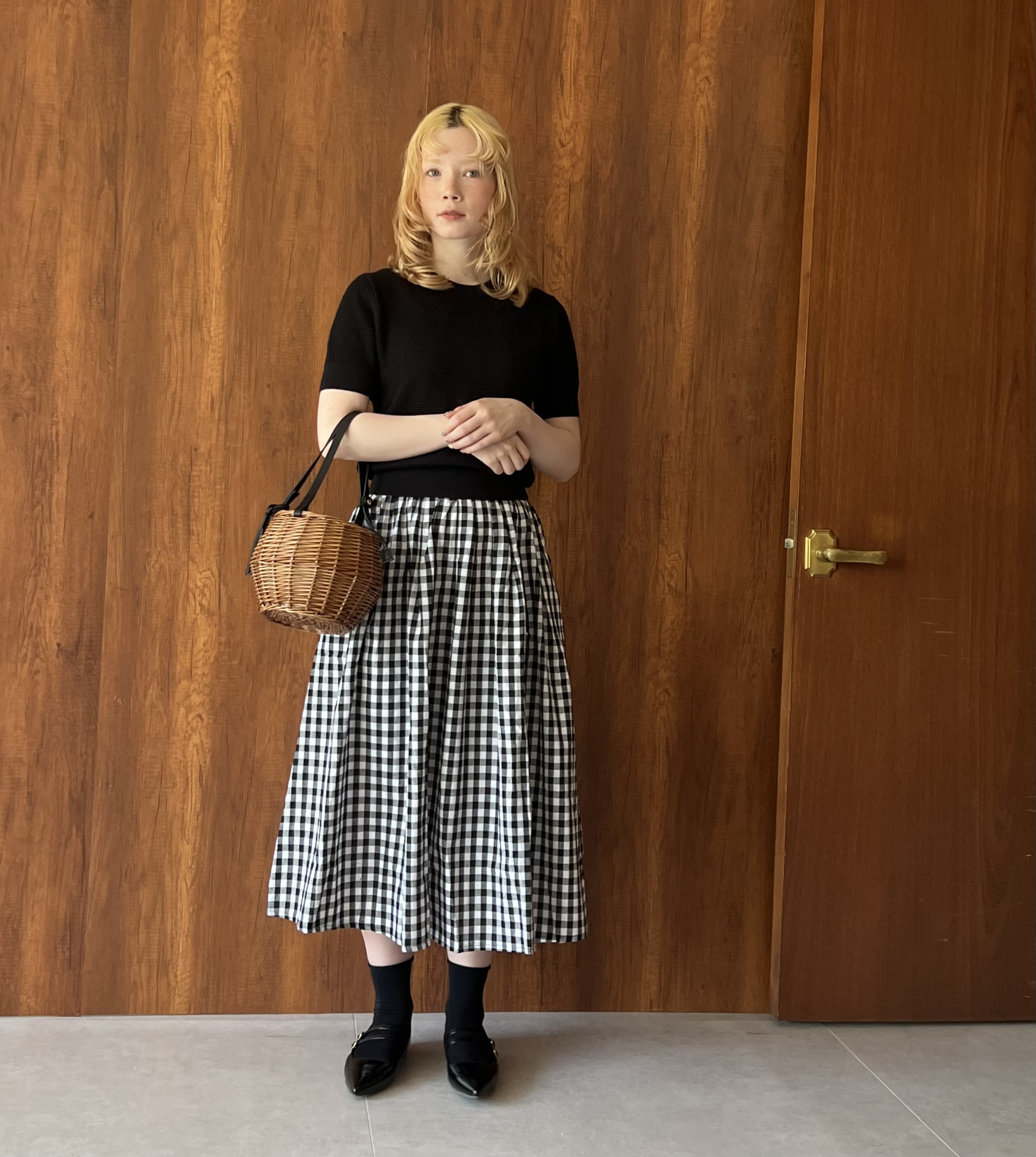 新作送０ 旬な大人ギンガムチェックAラインフレアスカート人気です/大きいサイズも◎【ギンガムSK】