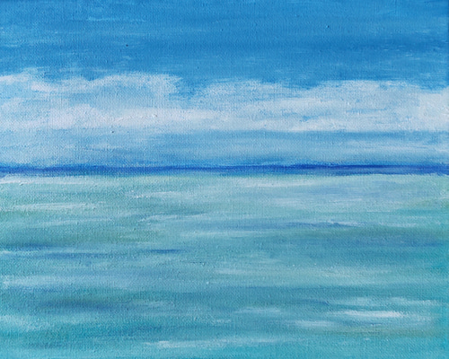 油絵　海（金ヶ浜） 静かな海 油絵 F3 絵画 gallery Ymin 通販 14009747｜Creema