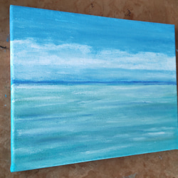 静かな海　油絵　F3 2枚目の画像