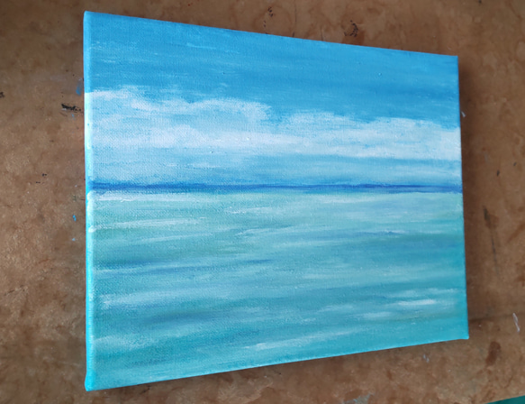 静かな海　油絵　F3 2枚目の画像