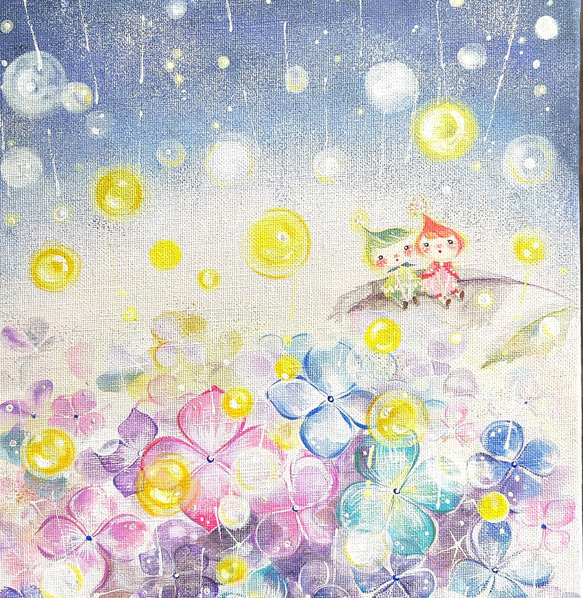 あじさいと雨のメロディ　【原画／キャンバス】絵画 6枚目の画像