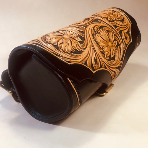 ツールバック茶芯レザーフラワー