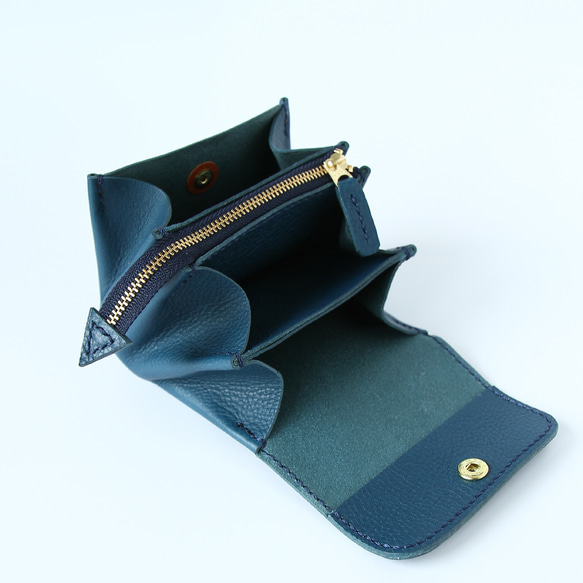 レザーミニ財布 M size ブルー 3枚目の画像