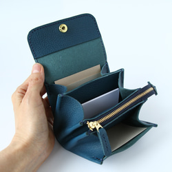 レザーミニ財布 M size ブルー 4枚目の画像