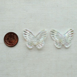 31×41mm　蝶のデコパーツ　オーロラブラック＆クリア　2色×4　8個セット　P864 9枚目の画像