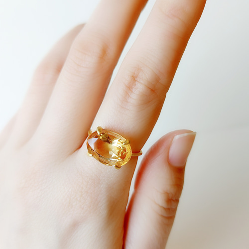 シトリン リング 天然石 天然石リング アクセサリー シンプルリング