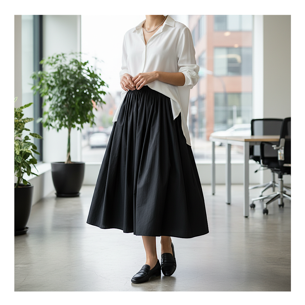 ❤送料無料❤肌触り抜群の綿コットン⤴ギャザーたっぷりウエストゴムで軽い穿き心地がクセになる広がりすぎないふんわりスカート