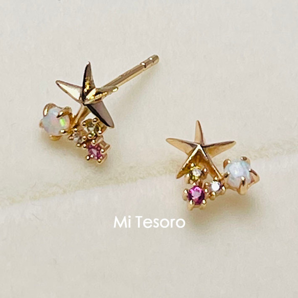 Mi Tesoro 星星蛋白石耳釘/星オパールピアス　 第5張的照片