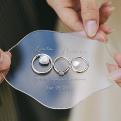 【名入れOK】文字が消えないアクリルリングピロー バロックビーズ 淡水パール クラウド型／rpa03 8枚目の画像