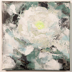 牡丹オーラ／アクリル画　キャンバス　原画　Ｓ0号　静物画　ミューズ　白い花 1枚目の画像