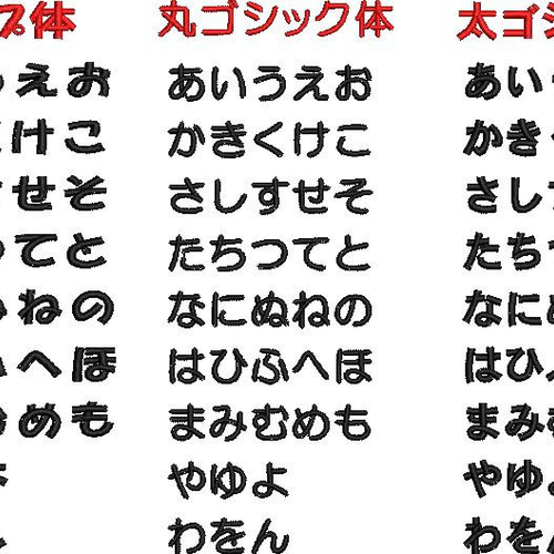 おなまえ刺繍サンプル オーダー/おなまえ刺繍ワッペンかなカナ用/長方形6cm×1cm/文字