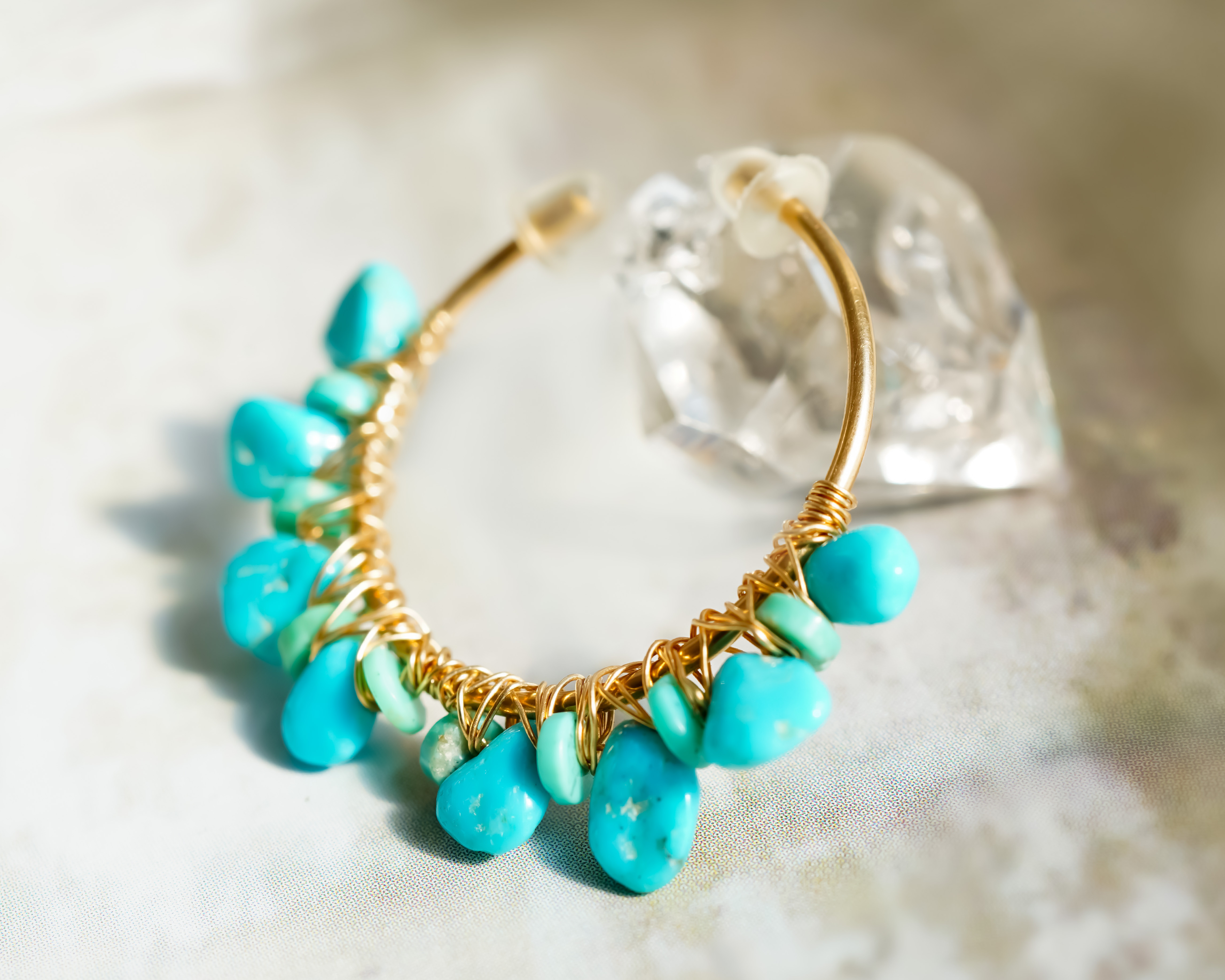 ターコイズのイヤーカフ/14k gold filled