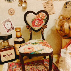 1/6サイズ　ロココ調＆ブロンズ薔薇モチーフ　椅子：バラ柄ゴブラン 黒茶 3枚目の画像