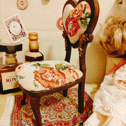 1/6サイズ　ロココ調＆ブロンズ薔薇モチーフ　椅子：バラ柄ゴブラン 黒茶 4枚目の画像