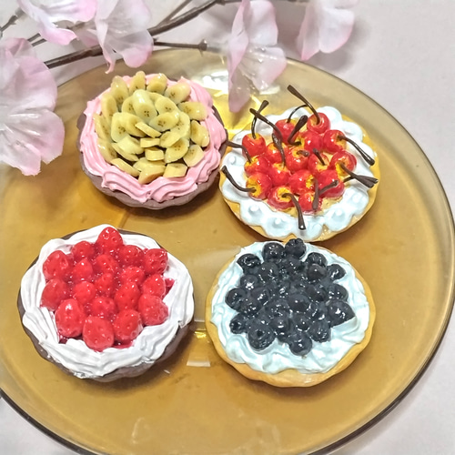 3種のベリー ブルーベリーショートケーキ ハンドメイド フェイク