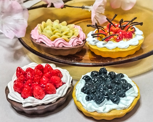 オーダー受付中】ミニチュア バナナ&ブルーベリーのタルトセット 