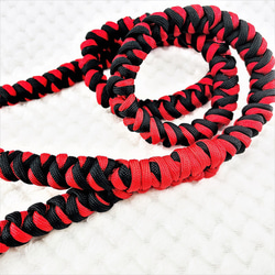 [公式]No207マクラメ編み赤と黒の犬首輪&リードセット 4枚目の画像