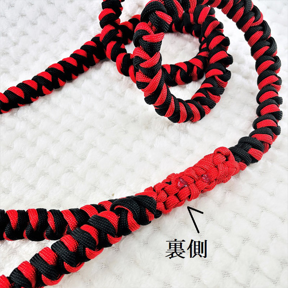 [公式]No207マクラメ編み赤と黒の犬首輪&リードセット 5枚目の画像