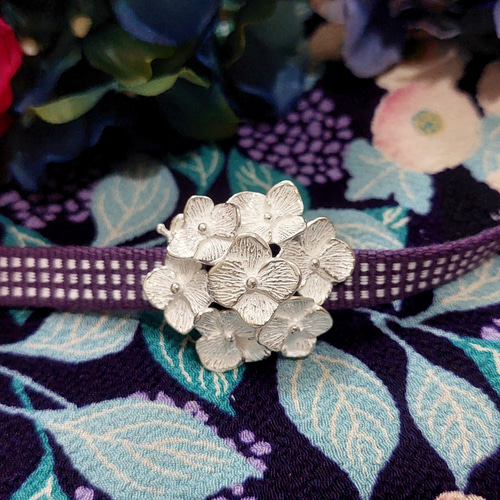帯留め 紫陽花と蝸 silver925 帯留め 和兎庵(watoan) 通販